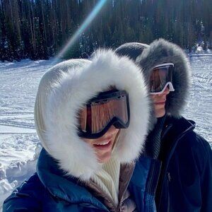 100% cashmere hooded hat with rabbit fur Trim